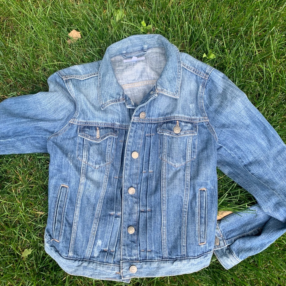 Loft Denim Trucker Jacket - Jean Jacket Dark Wash Women's Medium